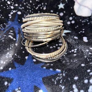 Elegant Silver and Black Bangle Set
